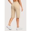 G Gradual Women’s 14″ Bermuda Long Shorts Knee Length High Waisted Athletic Shorts with Pockets Stretch Casual Summer Walking(Khaki)