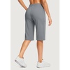 G Gradual Women’s 14″ Bermuda Long Shorts Knee Length High Waisted Athletic Shorts with Pockets Stretch Casual Summer Walking(Light Grey)