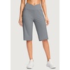 G Gradual Women’s 14″ Bermuda Long Shorts Knee Length High Waisted Athletic Shorts with Pockets Stretch Casual Summer Walking(Light Grey)