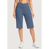 G Gradual Women’s 14″ Bermuda Long Shorts Knee Length High Waisted Athletic Shorts with Pockets Stretch Casual Summer Walking(Universe Blue)