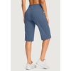 G Gradual Women’s 14″ Bermuda Long Shorts Knee Length High Waisted Athletic Shorts with Pockets Stretch Casual Summer Walking(Universe Blue)