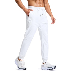 G Gradual Men’s Joggers with Zipper Pockets Athletic Workout Gym Pants Stretch Running Track Jogging Sweatpants for Men(White)