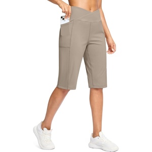 G Gradual Women’s 14″ Bermuda Long Shorts Knee Length High Waisted Athletic Shorts with Pockets Stretch Casual Summer Walking(Dark Khaki)