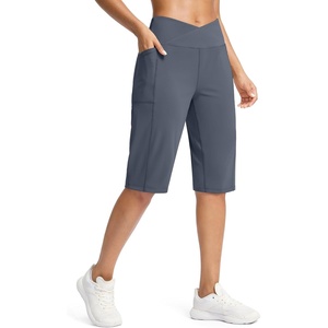 G Gradual Women’s 14″ Bermuda Long Shorts Knee Length High Waisted Athletic Shorts with Pockets Stretch Casual Summer Walking(Dusty Blue)