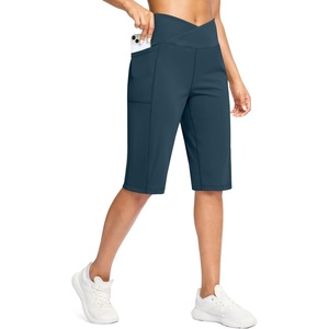 G Gradual Women’s 14″ Bermuda Long Shorts Knee Length High Waisted Athletic Shorts with Pockets Stretch Casual Summer Walking(Indigo)