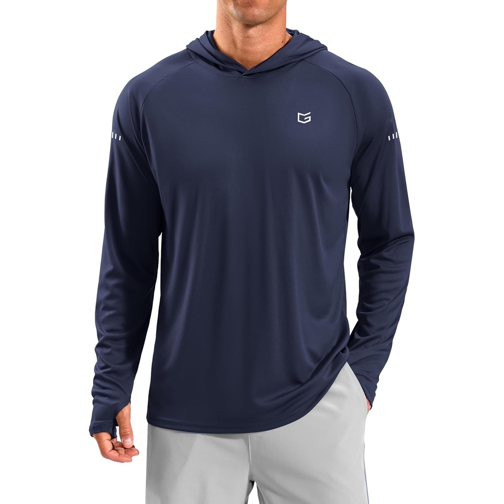 image:imageMens Sun Protection Hoodie Shirts Long Sleeve UPF 50 Swim Shirts for Men Rash Guard Fishing Shirt Quick DryNavy