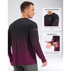 Men’s Sun Protection Long Sleeve Grid Shirts UPF 50+ Rash Guard Swim Lightweight Cooling UV Shirt(Gradient Black Rose)