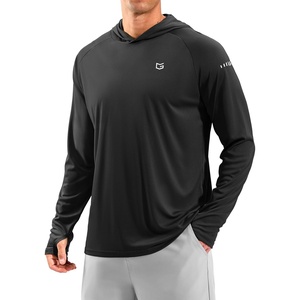Men’s Sun Protection Hoodie Shirts Long Sleeve UPF 50+ Swim Shirts for Men Rash Guard Fishing Shirt Quick Dry(Black)