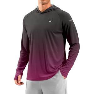 Men’s Sun Protection Hoodie Shirts Long Sleeve UPF 50+ Swim Shirts for Men Rash Guard Fishing Shirt Quick Dry(Gradient Black Rose)