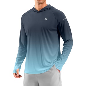 Men’s Sun Protection Hoodie Shirts Long Sleeve UPF 50+ Swim Shirts for Men Rash Guard Fishing Shirt Quick Dry(Gradient Navy Blue)
