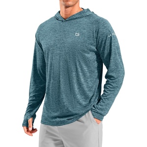 Men’s Sun Protection Hoodie Shirts Long Sleeve UPF 50+ Swim Shirts for Men Rash Guard Fishing Shirt Quick Dry(Heather Aquamarine)