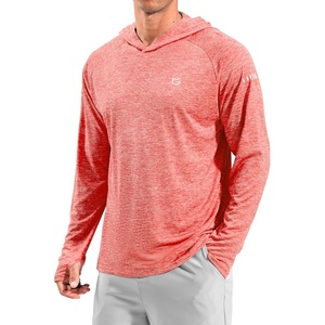 Men’s Sun Protection Hoodie Shirts Long Sleeve UPF 50+ Swim Shirts for Men Rash Guard Fishing Shirt Quick Dry(Heather Brick Red)