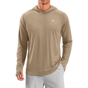 Men’s Sun Protection Hoodie Shirts Long Sleeve UPF 50+ Swim Shirts for Men Rash Guard Fishing Shirt Quick Dry(Khaki)