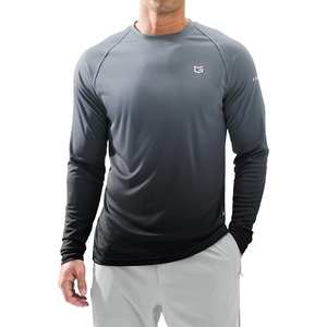 Men’s Sun Protection Long Sleeve Shirts UPF 50+(Gradient Grey Black)