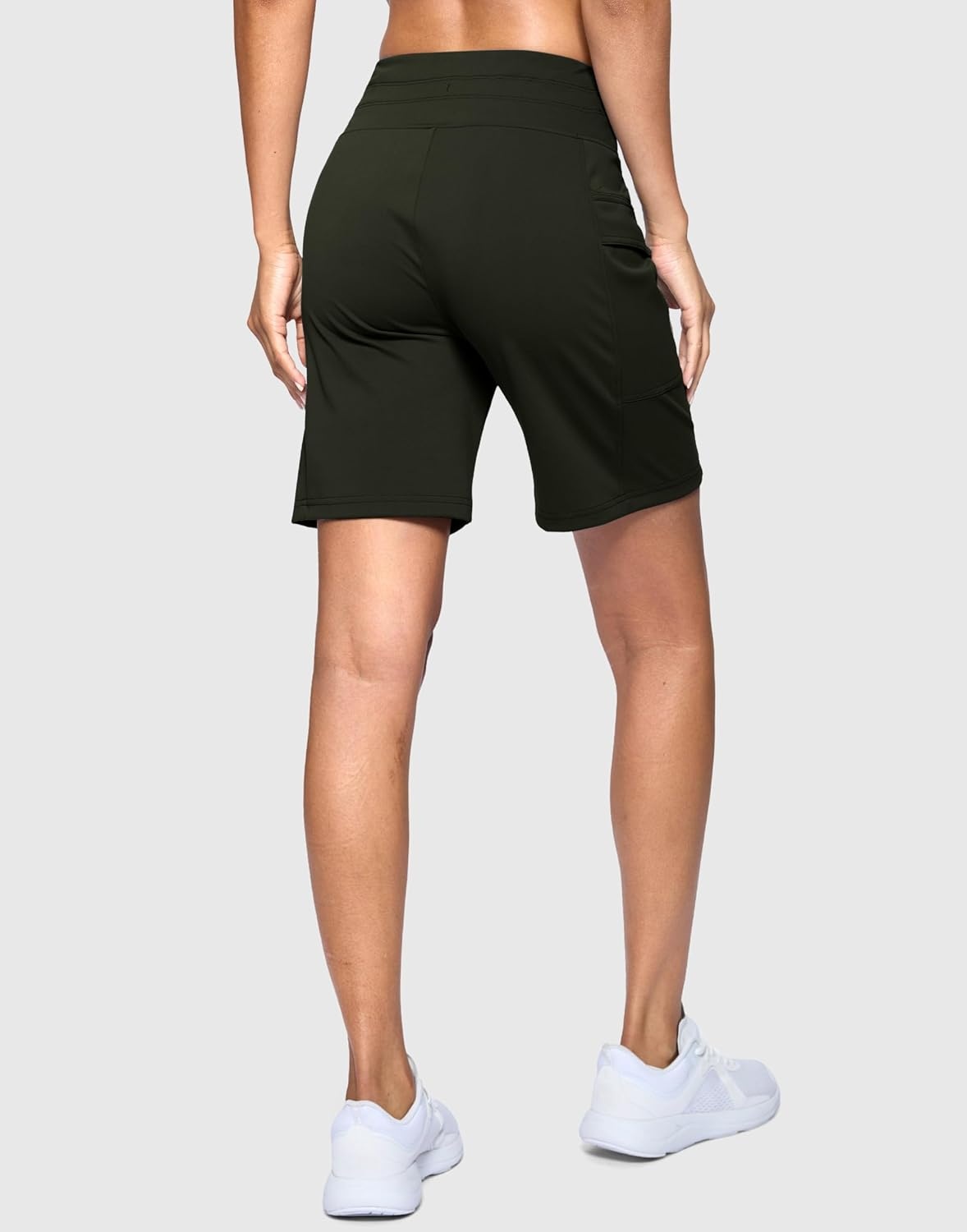 image:imageG Gradual Womens 7 Athletic Hiking Long Shorts with Pockets High Waisted Stretchy Bermuda Shorts for Women Workout CasualArmy Green