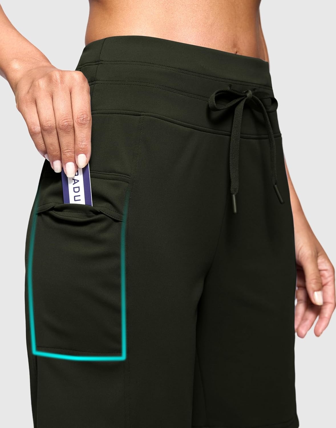 image:imageG Gradual Womens 7 Athletic Hiking Long Shorts with Pockets High Waisted Stretchy Bermuda Shorts for Women Workout CasualArmy Green