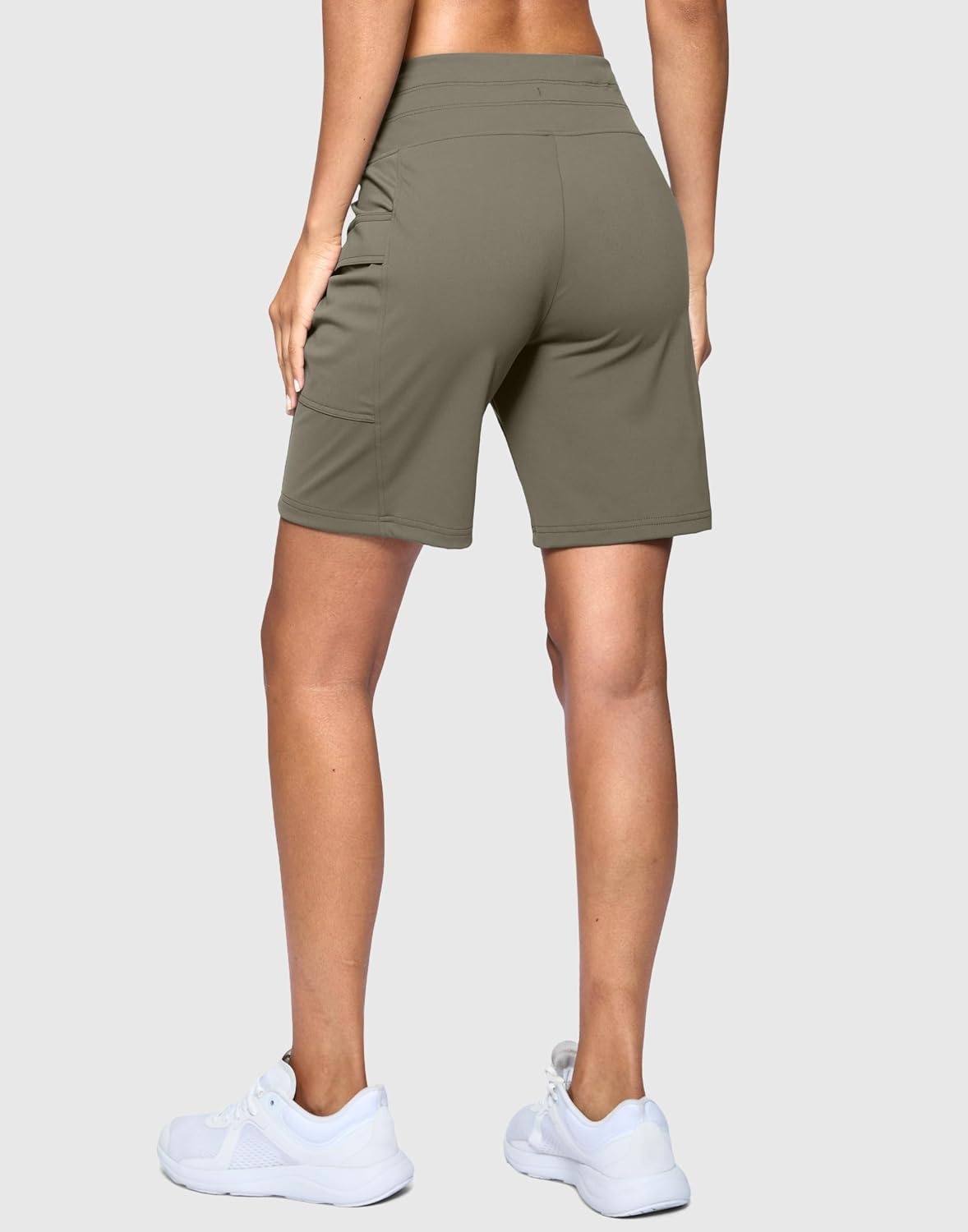 image:imageG Gradual Womens 7 Athletic Hiking Long Shorts with Pockets High Waisted Stretchy Bermuda Shorts for Women Workout CasualDark Khaki