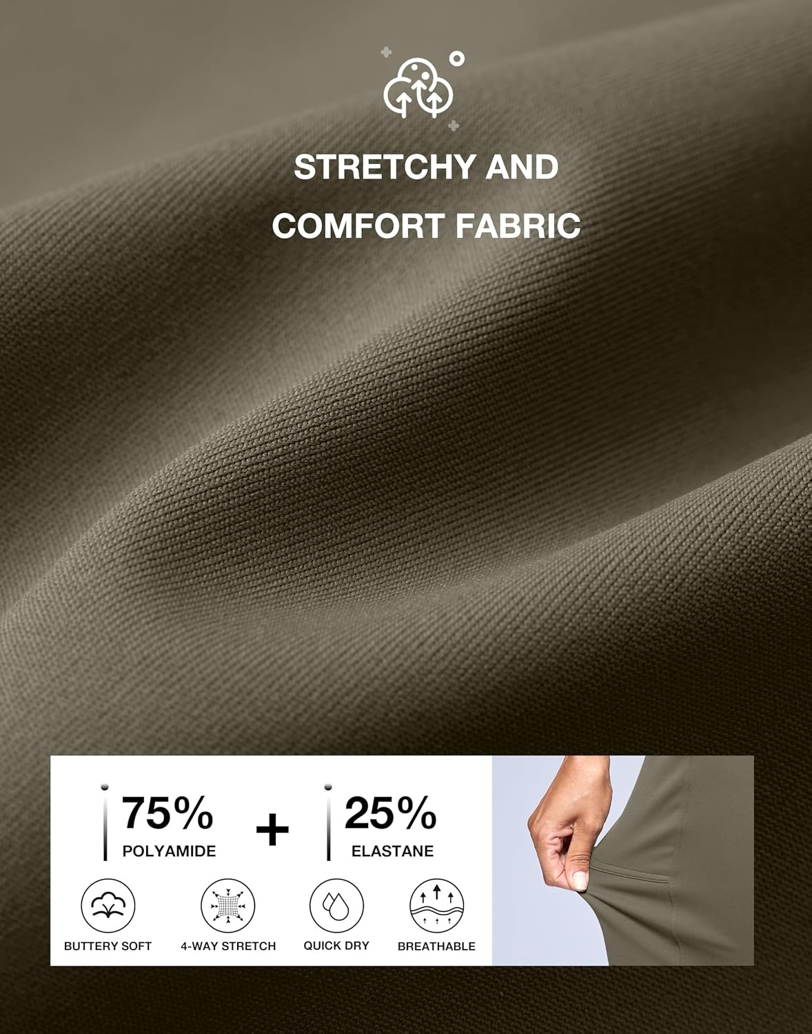 image:imageG Gradual Womens 7 Athletic Hiking Long Shorts with Pockets High Waisted Stretchy Bermuda Shorts for Women Workout CasualDark Khaki