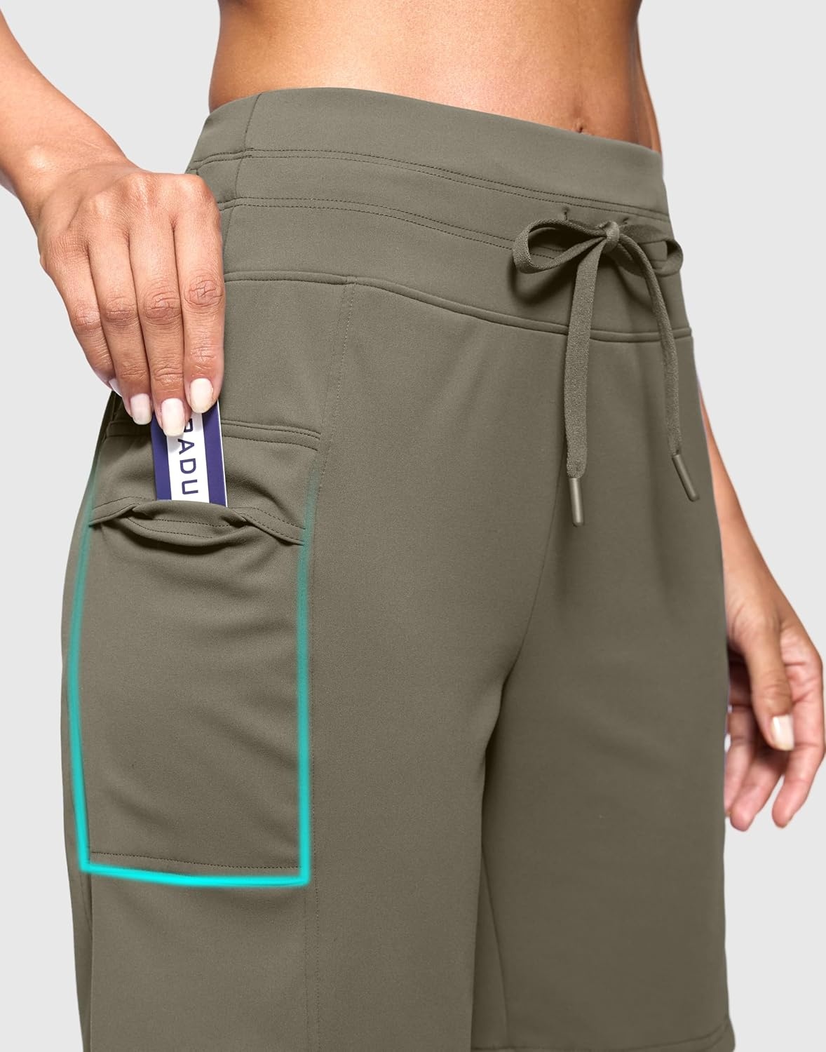 image:imageG Gradual Womens 7 Athletic Hiking Long Shorts with Pockets High Waisted Stretchy Bermuda Shorts for Women Workout CasualDark Khaki