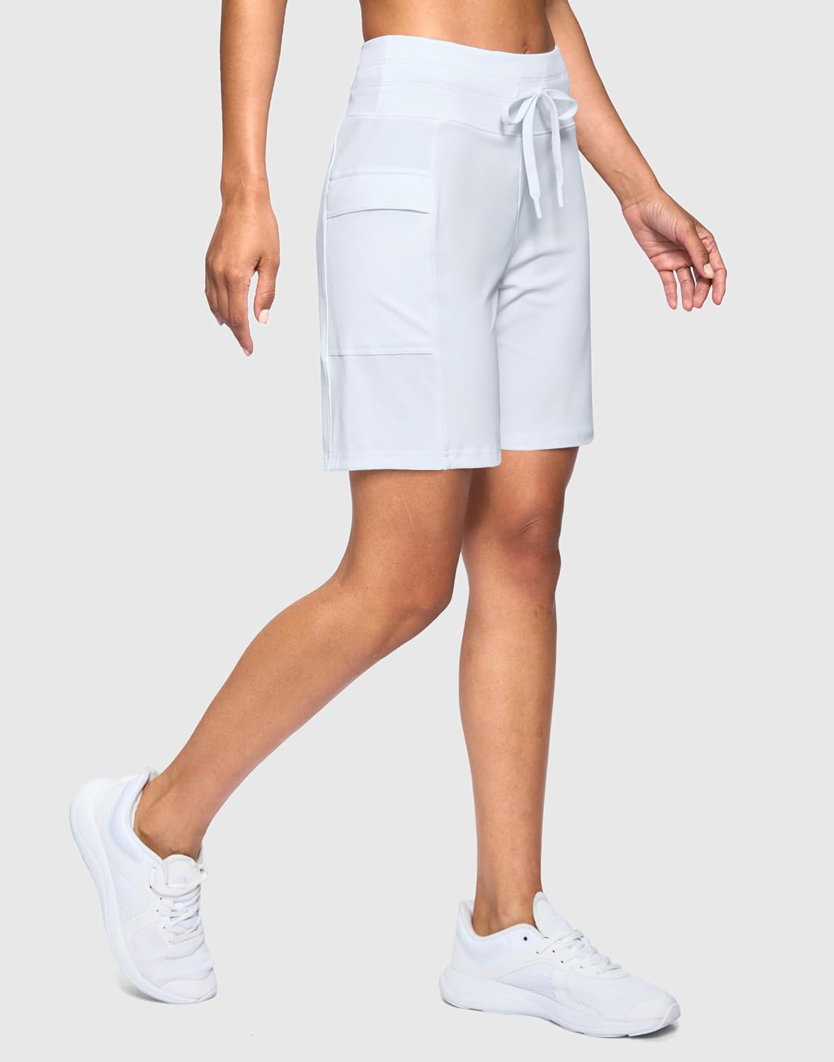 image:imageG Gradual Womens 7 Athletic Hiking Long Shorts with Pockets High Waisted Stretchy Bermuda Shorts for Women Workout CasualWhite