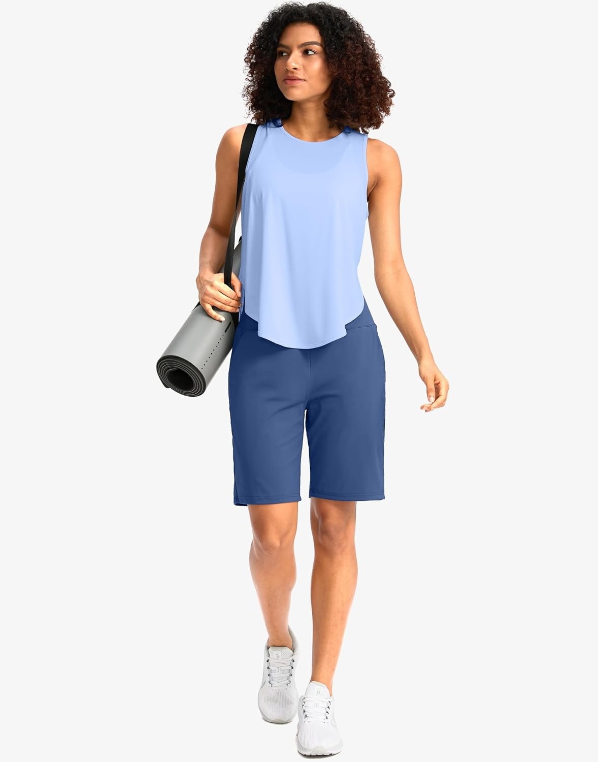 image:imageG Gradual Womens Bermuda Long Shorts with Pockets 975 High Waisted Shorts for Women Walking Athletic WorkoutBlue