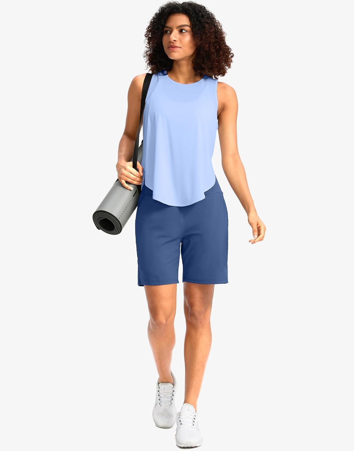 image:imageG Gradual Womens Bermuda Long Shorts with Pockets 975 High Waisted Shorts for Women Walking Athletic WorkoutBlue