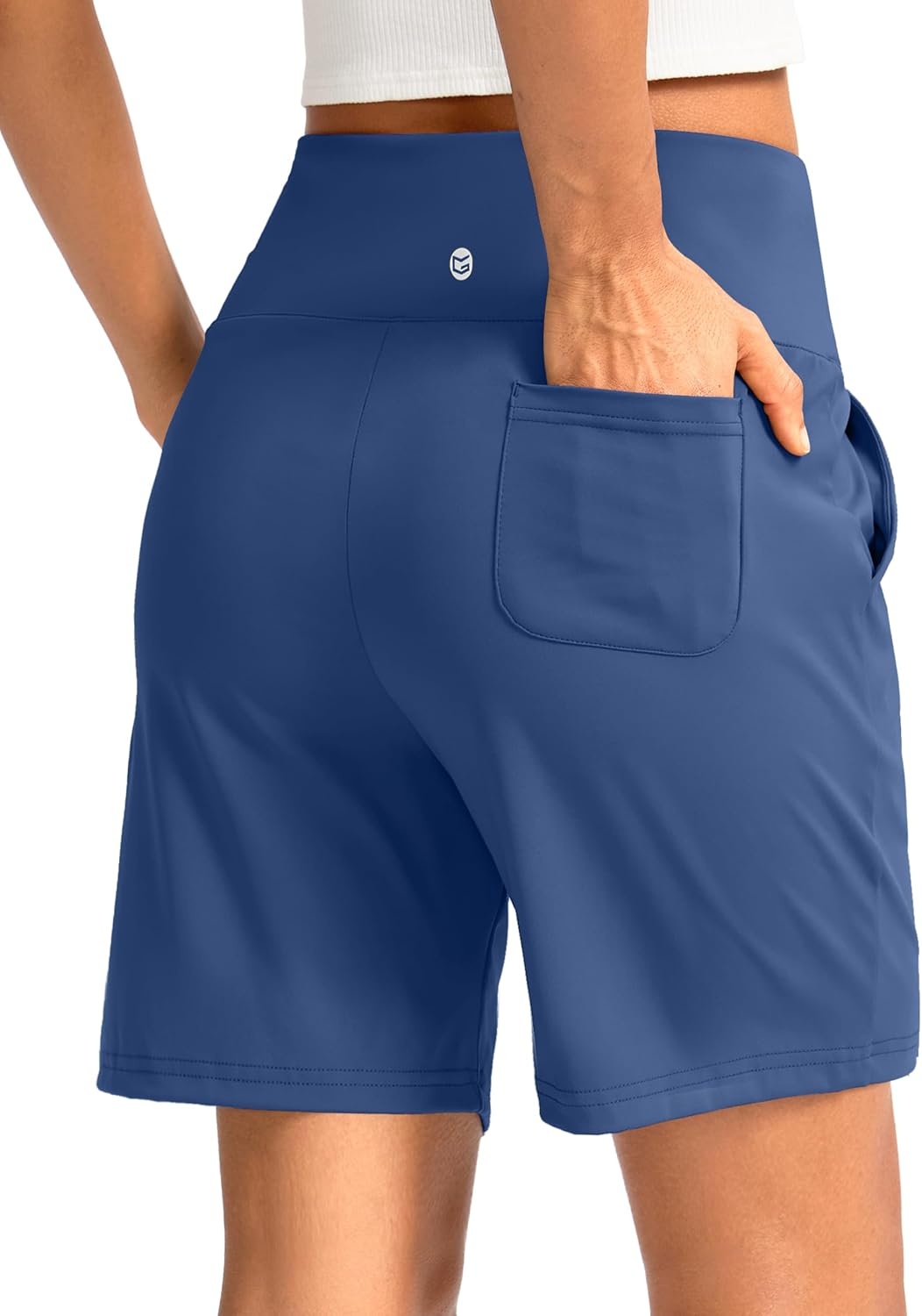 image:imageG Gradual Womens Bermuda Long Shorts with Pockets 975 High Waisted Shorts for Women Walking Athletic WorkoutBlue
