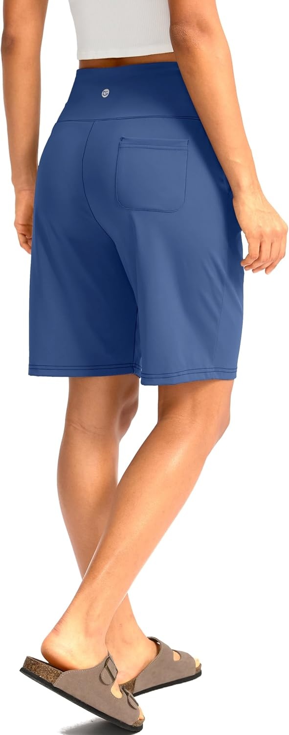 image:imageG Gradual Womens Bermuda Long Shorts with Pockets 975 High Waisted Shorts for Women Walking Athletic WorkoutBlue