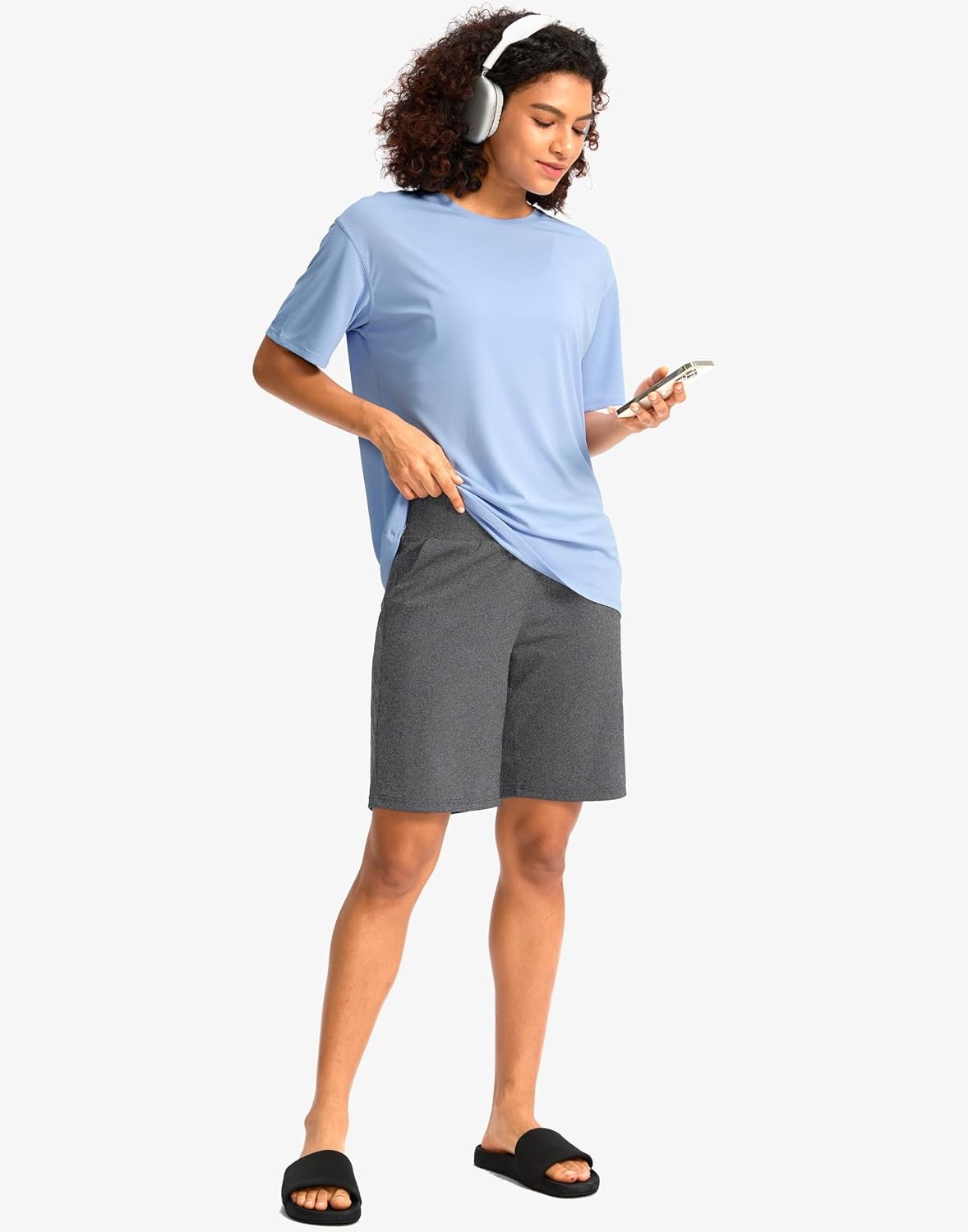 image:imageG Gradual Womens Bermuda Long Shorts with Pockets 975 High Waisted Shorts for Women Walking Athletic WorkoutCharcoal
