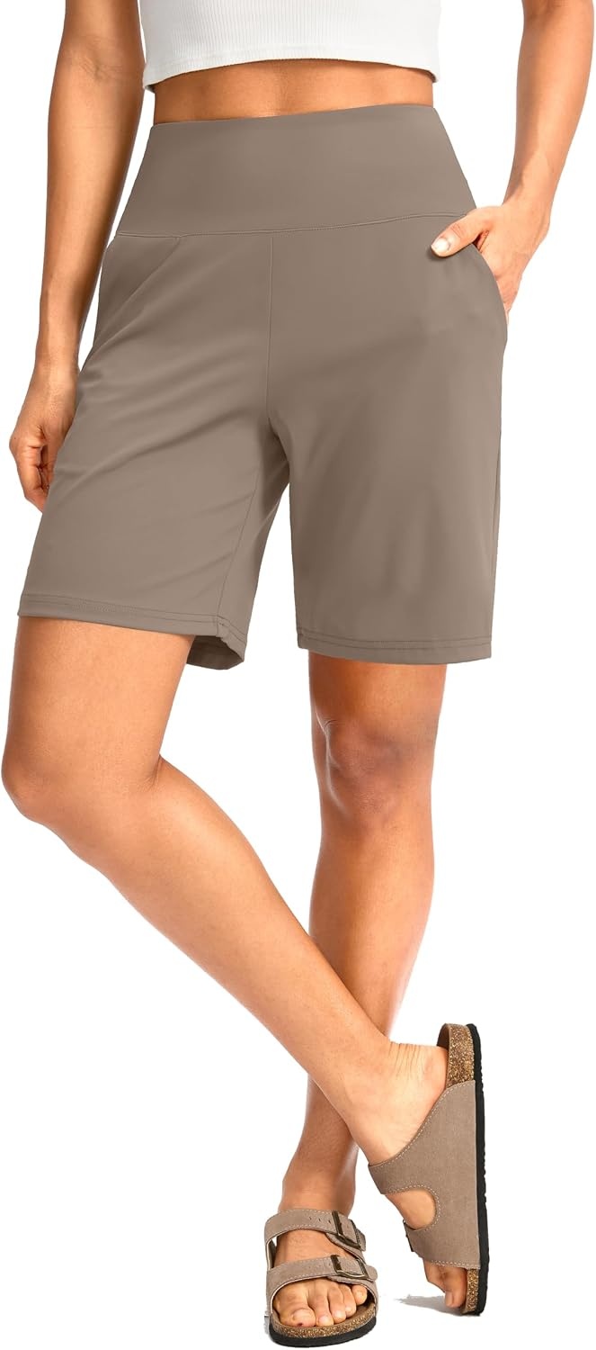 image:imageG Gradual Womens Bermuda Long Shorts with Pockets 975 High Waisted Shorts for Women Walking Athletic WorkoutDark Grey