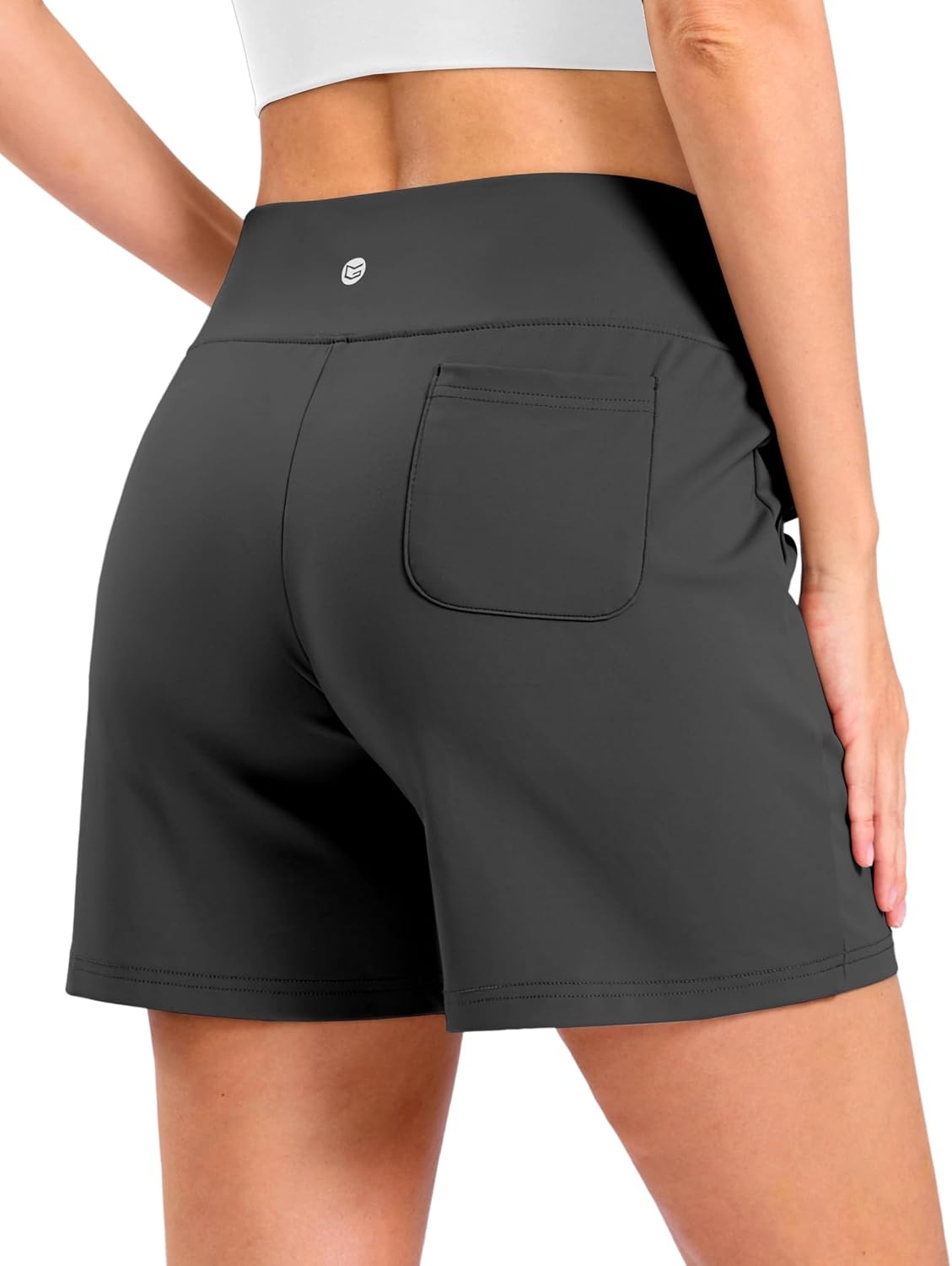 image:imageG Gradual Womens Bermuda Long Shorts with Pockets 975 High Waisted Shorts for Women Walking Athletic WorkoutDark Grey