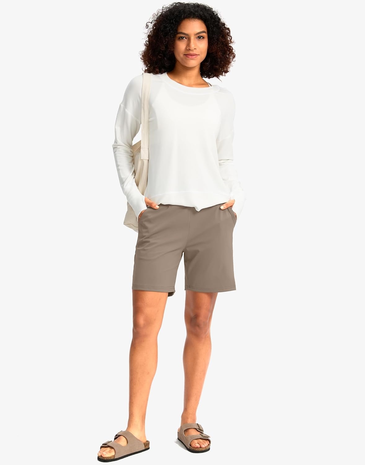 image:imageG Gradual Womens Bermuda Long Shorts with Pockets 975 High Waisted Shorts for Women Walking Athletic WorkoutDark Grey