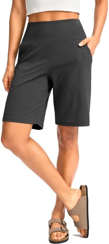 image:imageG Gradual Womens Bermuda Long Shorts with Pockets 975 High Waisted Shorts for Women Walking Athletic WorkoutDark Grey