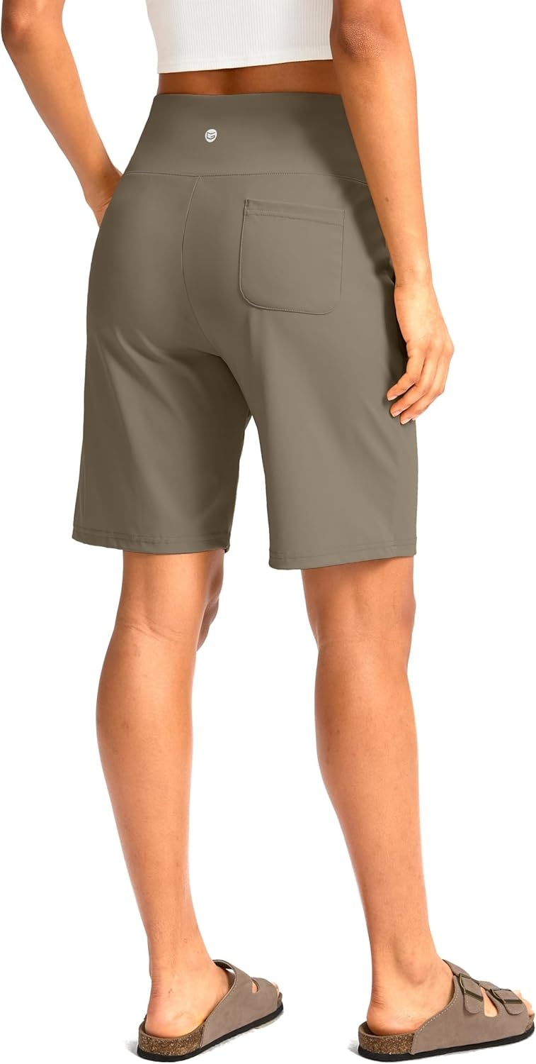 image:imageG Gradual Womens Bermuda Long Shorts with Pockets 975 High Waisted Shorts for Women Walking Athletic WorkoutDark Khaki