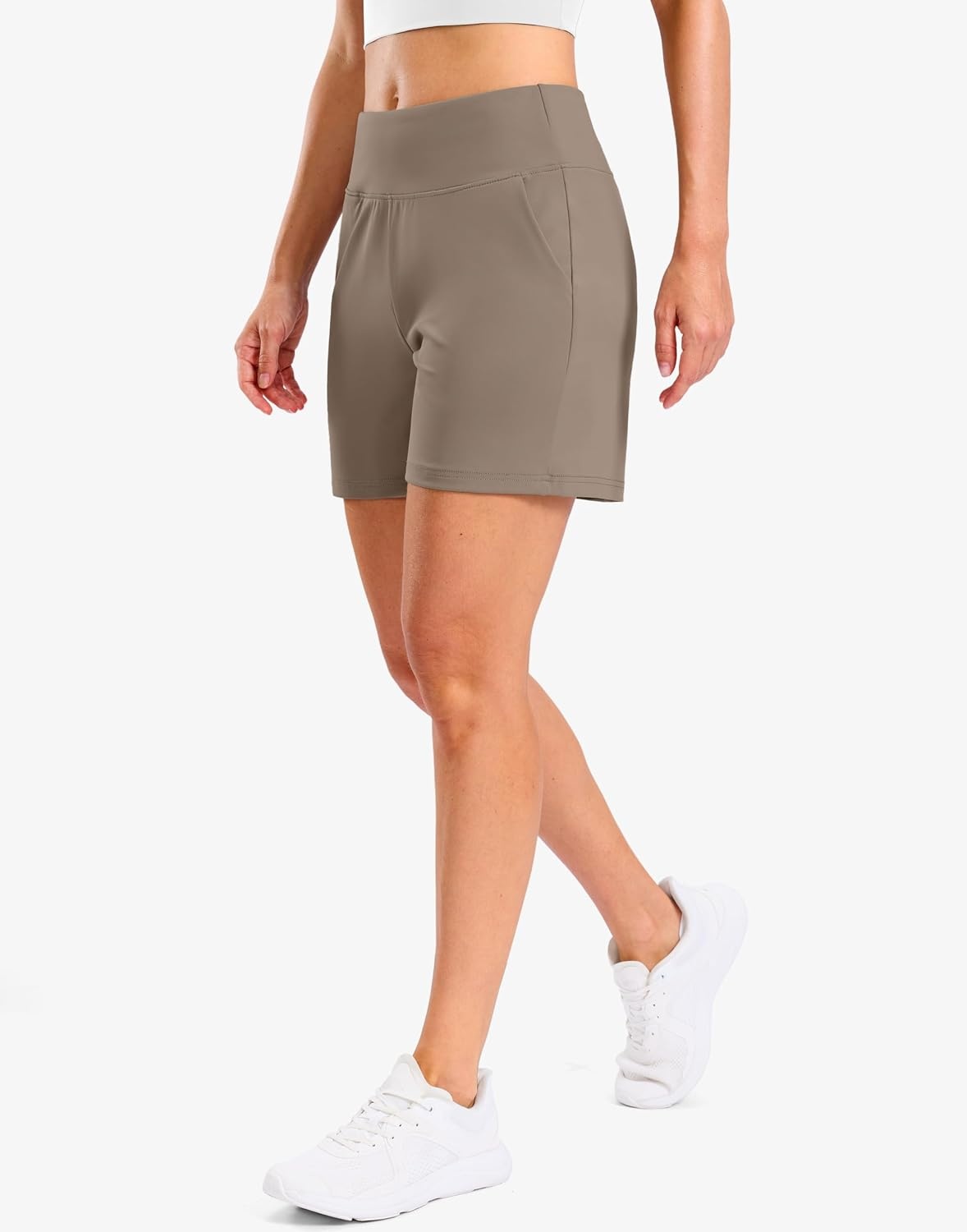 image:imageG Gradual Womens Bermuda Long Shorts with Pockets 975 High Waisted Shorts for Women Walking Athletic WorkoutDark Khaki