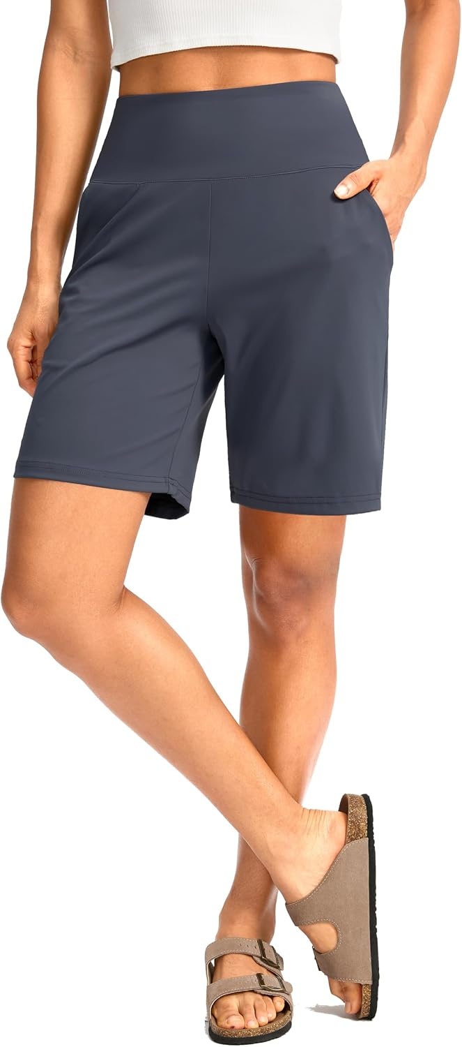 image:imageG Gradual Womens Bermuda Long Shorts with Pockets 975 High Waisted Shorts for Women Walking Athletic WorkoutDusty Blue