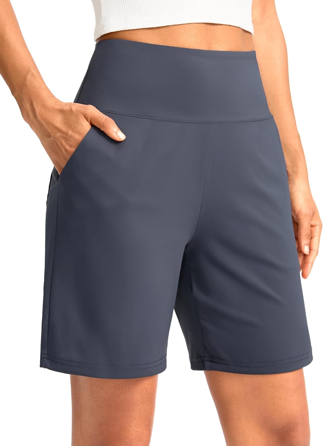 image:imageG Gradual Womens Bermuda Long Shorts with Pockets 975 High Waisted Shorts for Women Walking Athletic WorkoutDusty Blue