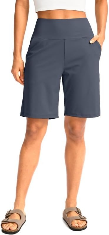 image:imageG Gradual Womens Bermuda Long Shorts with Pockets 975 High Waisted Shorts for Women Walking Athletic WorkoutDusty Blue