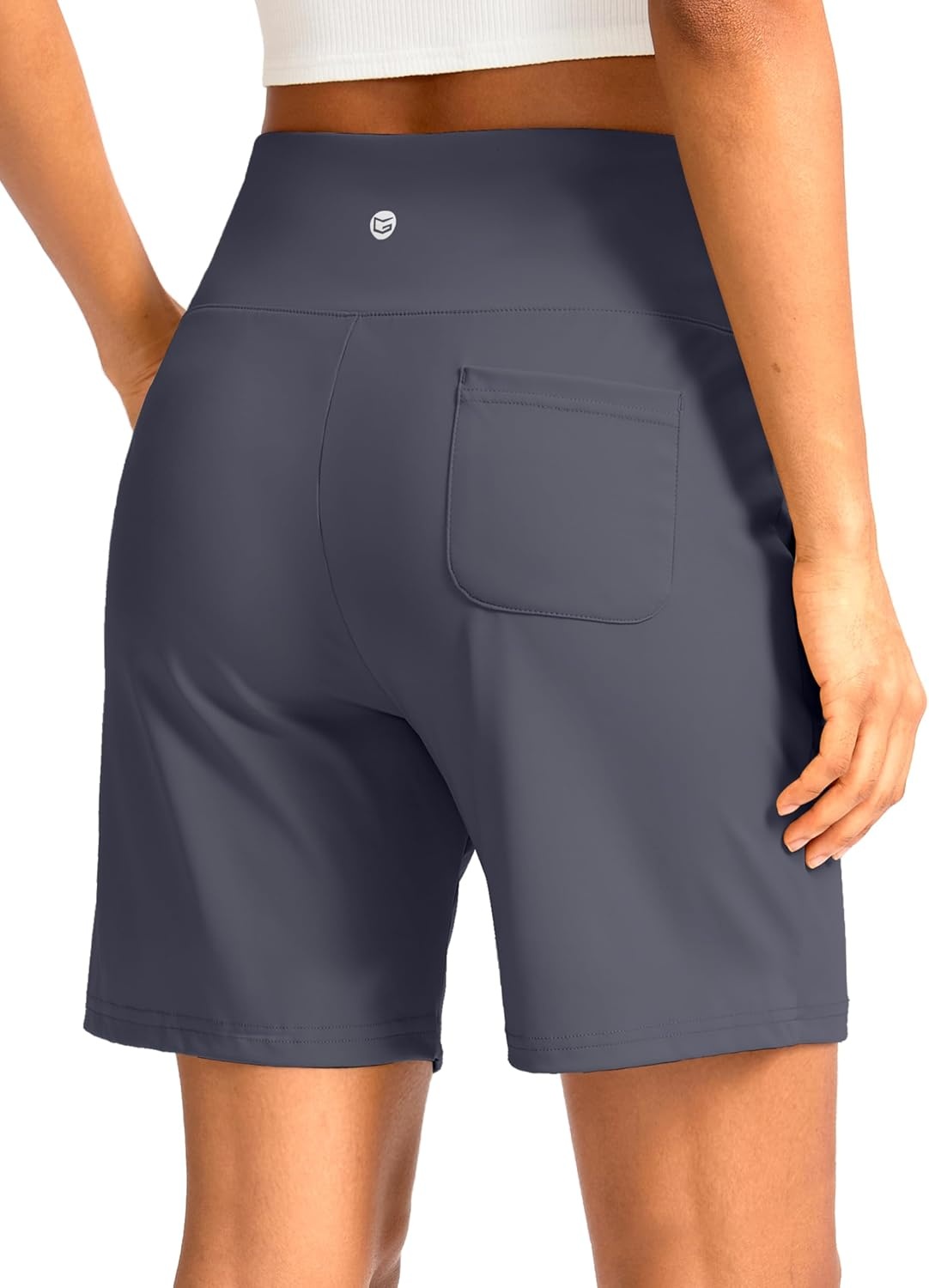image:imageG Gradual Womens Bermuda Long Shorts with Pockets 975 High Waisted Shorts for Women Walking Athletic WorkoutDusty Blue