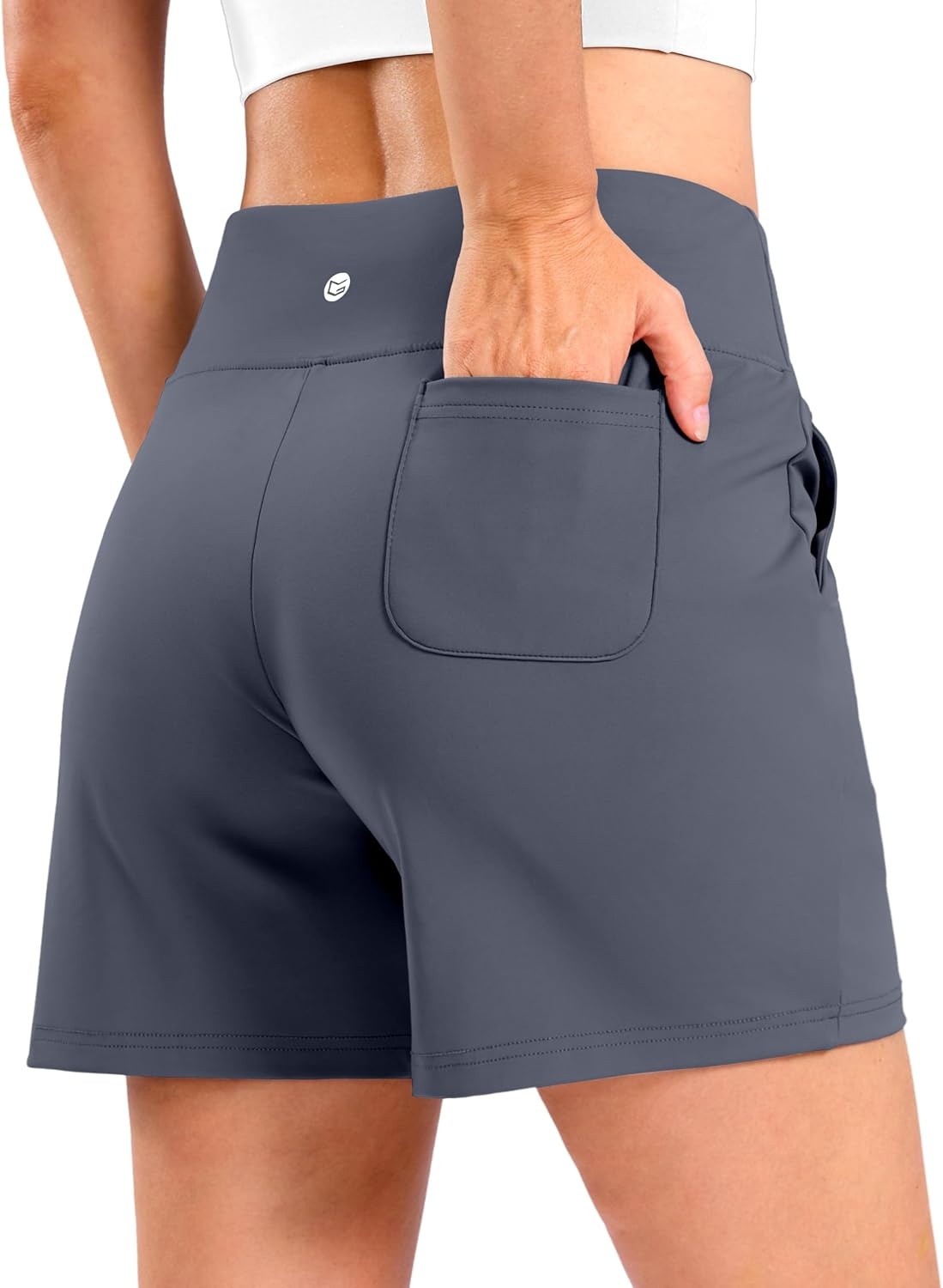 image:imageG Gradual Womens Bermuda Long Shorts with Pockets 975 High Waisted Shorts for Women Walking Athletic WorkoutDusty Blue