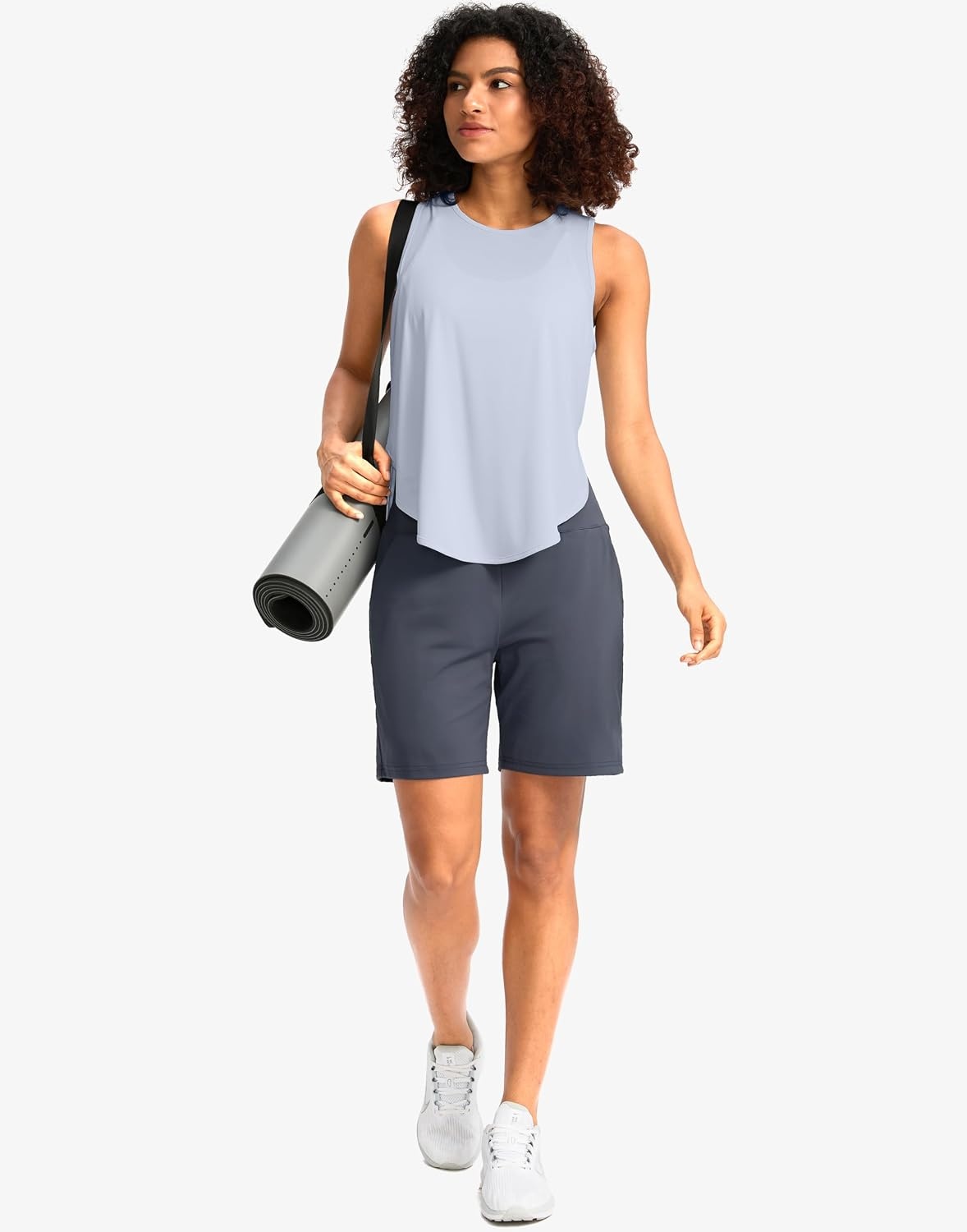 image:imageG Gradual Womens Bermuda Long Shorts with Pockets 975 High Waisted Shorts for Women Walking Athletic WorkoutDusty Blue