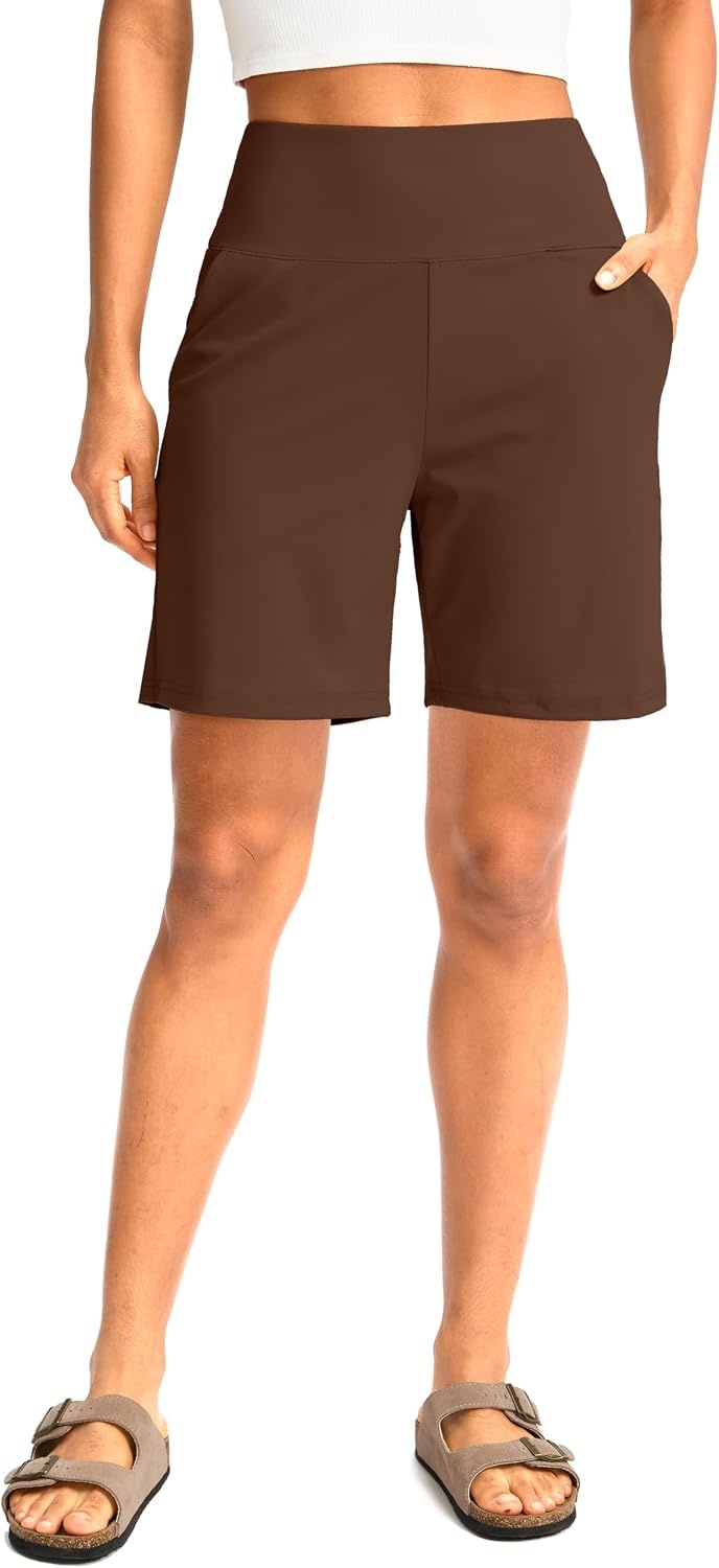 image:imageG Gradual Womens Bermuda Long Shorts with Pockets 975 High Waisted Shorts for Women Walking Athletic WorkoutEspresso