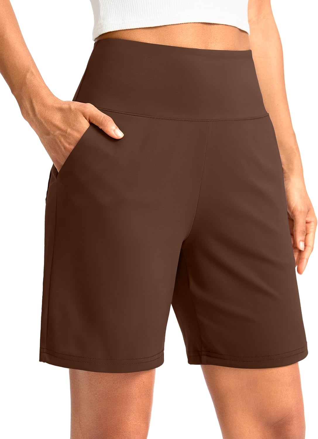 image:imageG Gradual Womens Bermuda Long Shorts with Pockets 975 High Waisted Shorts for Women Walking Athletic WorkoutEspresso