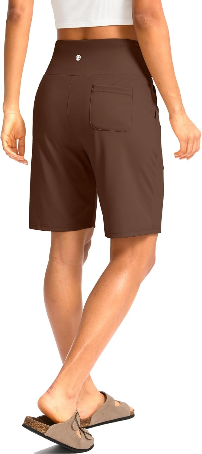 image:imageG Gradual Womens Bermuda Long Shorts with Pockets 975 High Waisted Shorts for Women Walking Athletic WorkoutEspresso