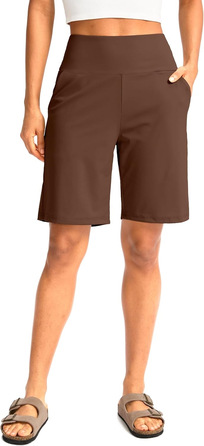 image:imageG Gradual Womens Bermuda Long Shorts with Pockets 975 High Waisted Shorts for Women Walking Athletic WorkoutEspresso
