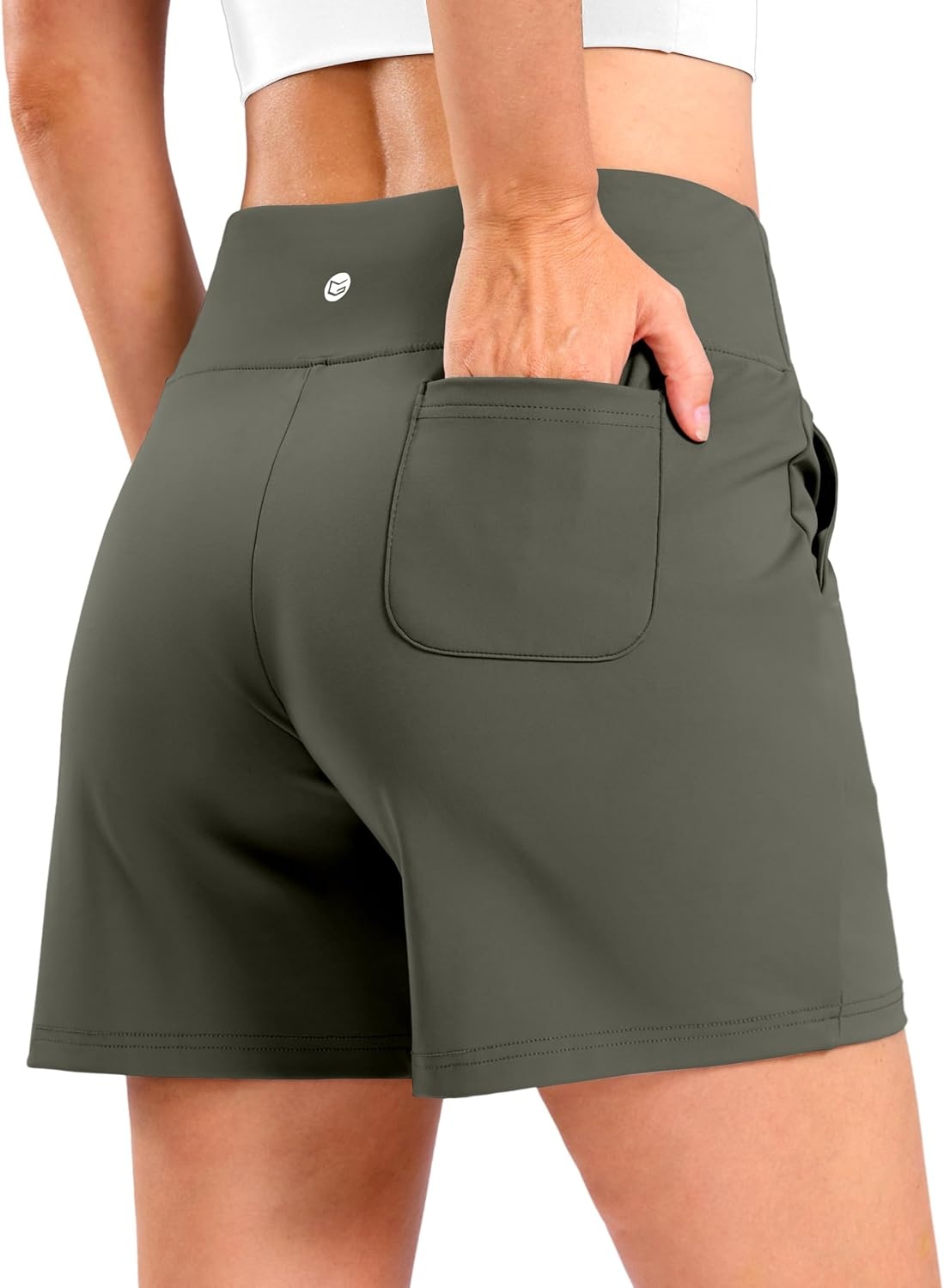 image:imageG Gradual Womens Bermuda Long Shorts with Pockets 975 High Waisted Shorts for Women Walking Athletic WorkoutGrey Sage