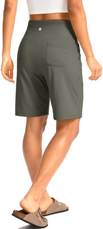 image:imageG Gradual Womens Bermuda Long Shorts with Pockets 975 High Waisted Shorts for Women Walking Athletic WorkoutGrey Sage