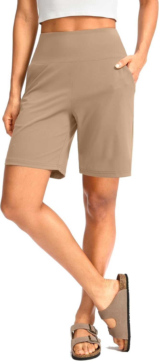 image:imageG Gradual Womens Bermuda Long Shorts with Pockets 975 High Waisted Shorts for Women Walking Athletic WorkoutKhaki