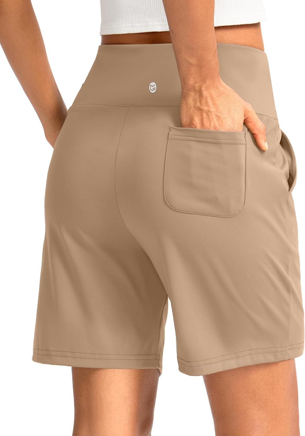 image:imageG Gradual Womens Bermuda Long Shorts with Pockets 975 High Waisted Shorts for Women Walking Athletic WorkoutKhaki