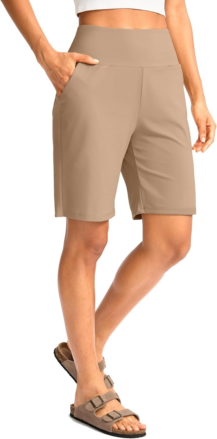 image:imageG Gradual Womens Bermuda Long Shorts with Pockets 975 High Waisted Shorts for Women Walking Athletic WorkoutKhaki